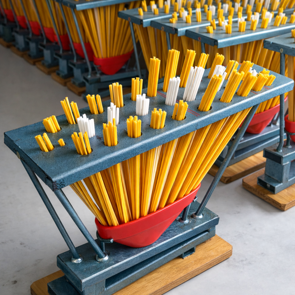 Besenkappe mit Borsten vor Harzvorgang